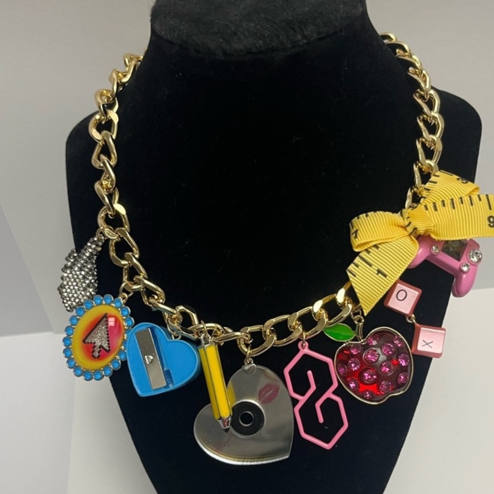 New Betsey Johnson School Supply Charm Necklace - Picture 10 of 11